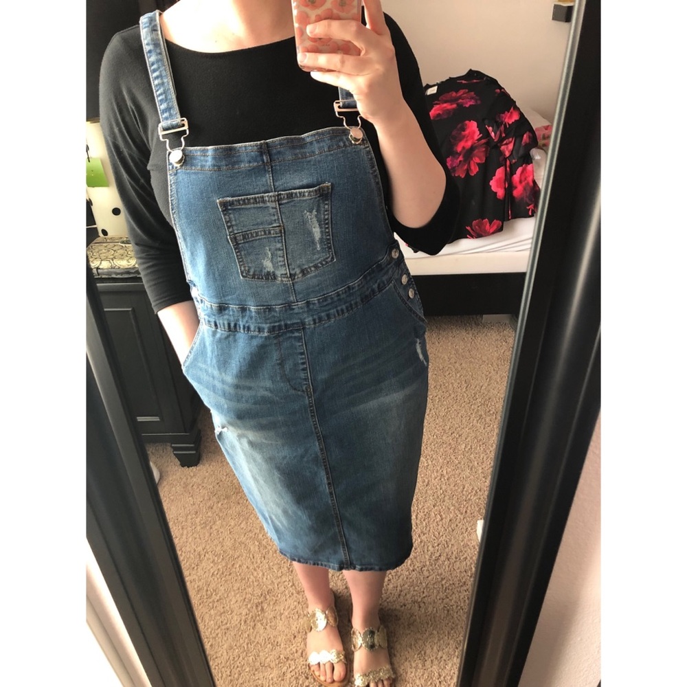 •SOLD• Jade Mackenzie Denim Midi Overalls Dress